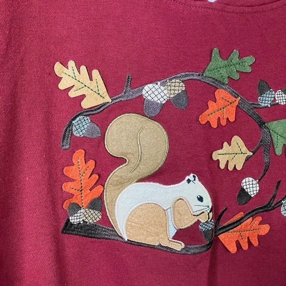 Rebecca Malone Petites Autumn Squirrel Applique Faux Layered Sweatshirt Size PXL - Picture 8 of 16
